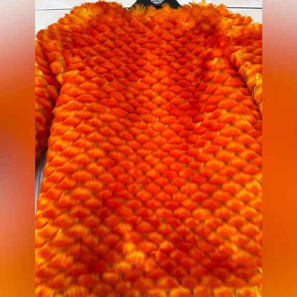 Mischka Aoki Girls The A List Orange Yellow Artificial Fur Jacket - Picture 5 of 9